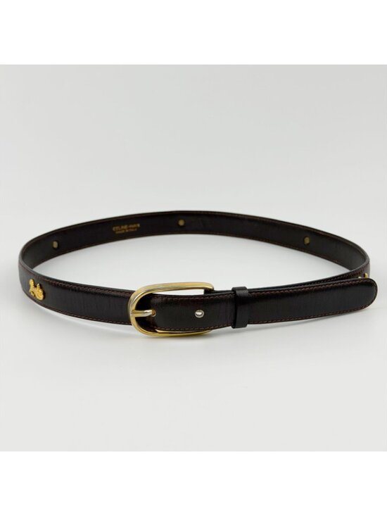 Celine Hose Carriage Leather Belt Dark Brown Gold Vintage main image 5